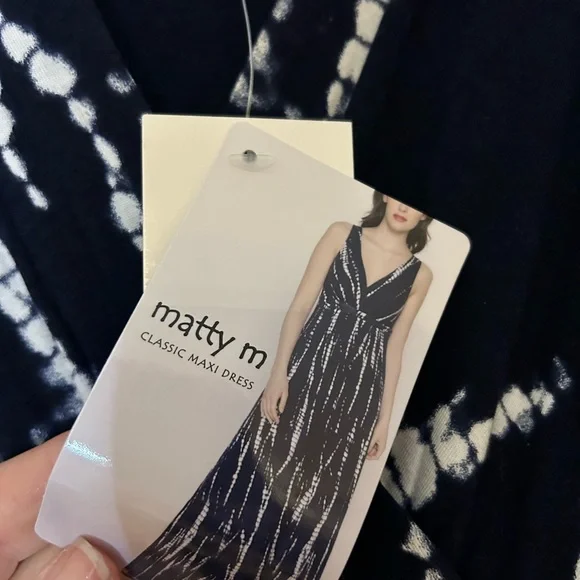 Matty M Navy and White Patterned Maxi Dress - Picture 4 of 4